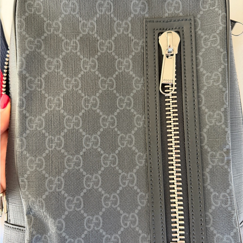 Gucci Black Monogram Crossbody Bag with Red and Blue Strap - Picture 6 of 13